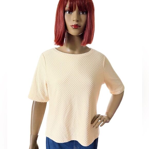 Chicos Butter Yellow Waffle Top Size 1 - Picture 1 of 5